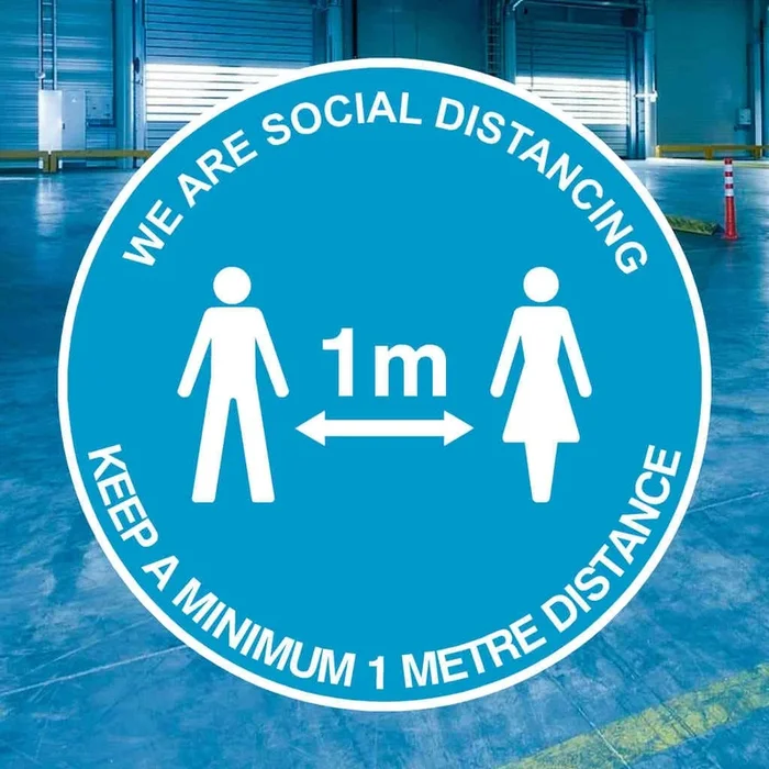 We Are Social Distancing 1m Floor Sticker