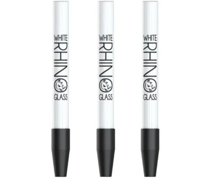 White Rhino White Ceramic Straw With Black Silicone Cap