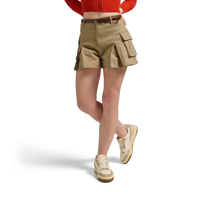 Women’s Pleated Belted Mini Shorts