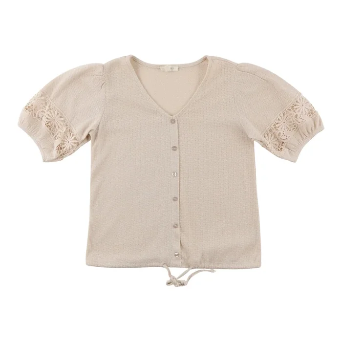 Women’s Puff Sleeve Tie Front Top