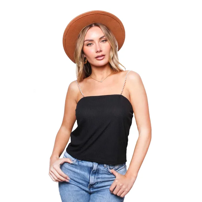 Women’s Sleeveless Top with Pearl Straps