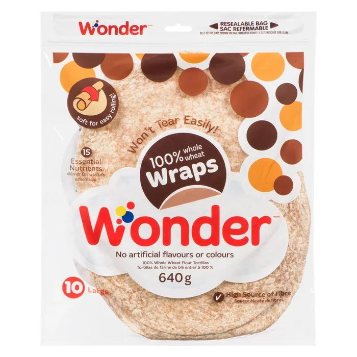 Wonder 100% Whole Wheat Flour Tortillas, 10-Pack, 640-g