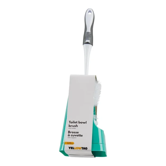 YellowTag Toilet Bowl Brush with Holder, White, 2-Piece Set