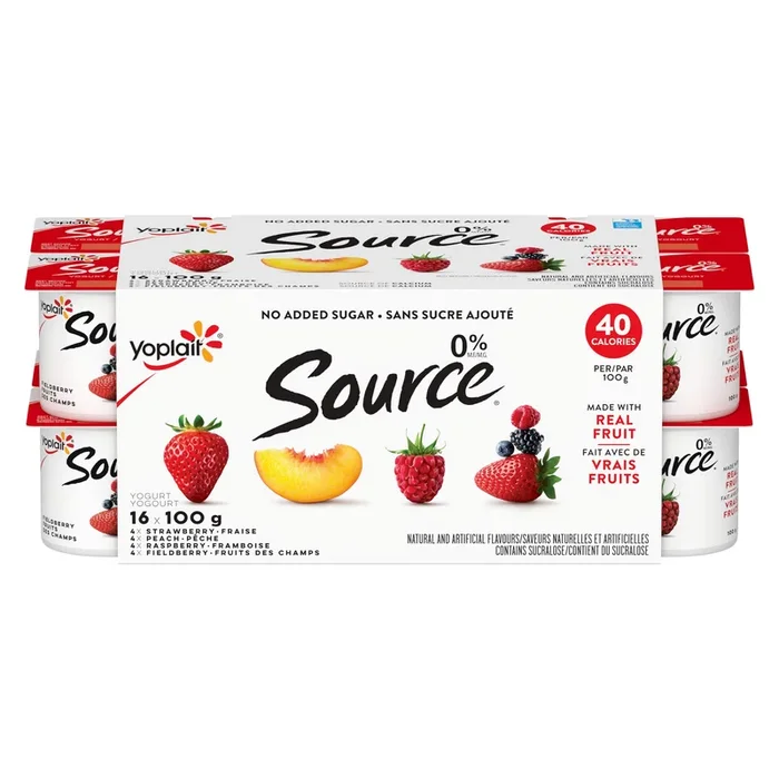 Yoplait Source Yogurt 0% M.F., 16-Pack, 100 g