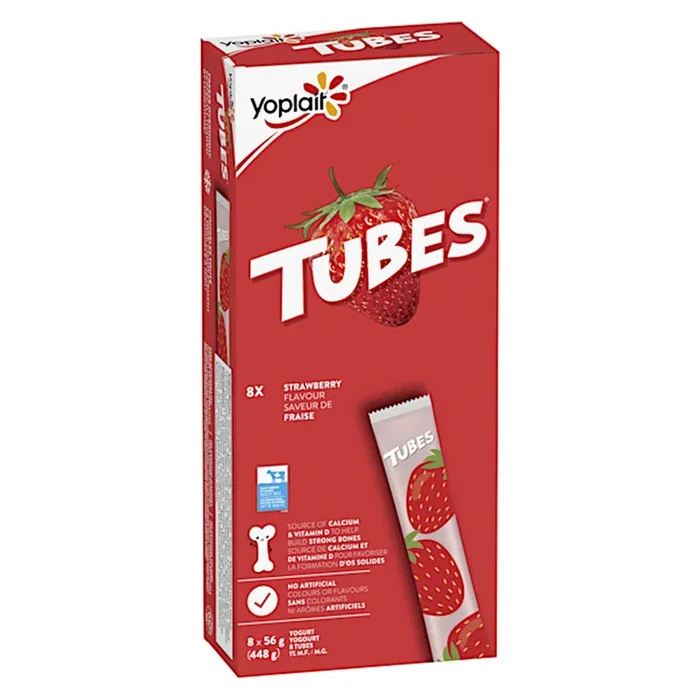 Yoplait Tubes Yogourt Saveur de Fraise 1% M.G., emb. de 8, 56 g