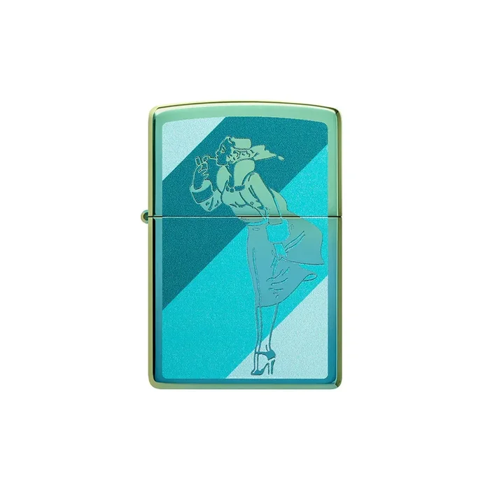 Zippo Lighter – Teal Windy Design